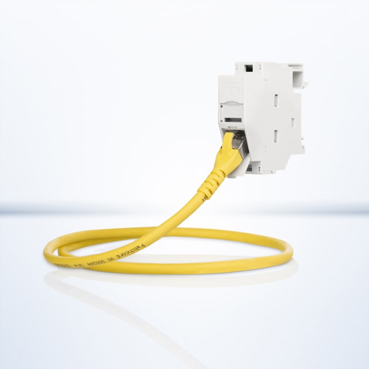 Produktbild Metz Connect Netzwerkdose für Hutschienenmontage 6A 270°