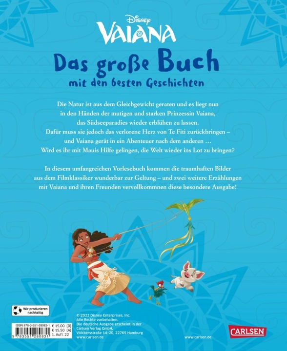Actual product image Disney - The big book with the best stories: Vaiana (German, Walt Disney, Constanze Steindamm, 2022)