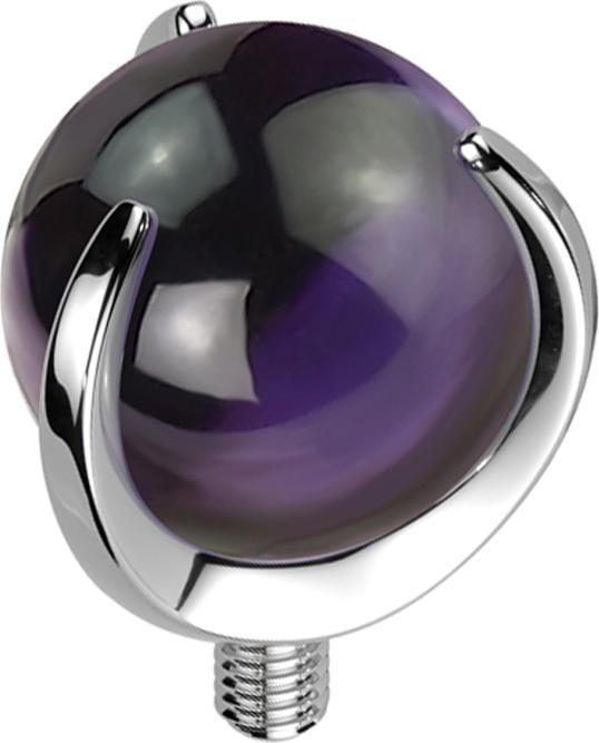 Produktbild Star Piercing Dermal Anchor silber Kugel Amethyst Stein gefasst (Titan, Mineralisch, ohne Messing)