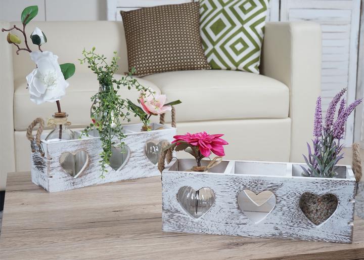 Image du produit Swisshandel24 2x Boîte décorative HWC-C26, Boîte de rangement, 2 poignées Intérieur Paulownia shabby white (10 x 30 x 10 cm)