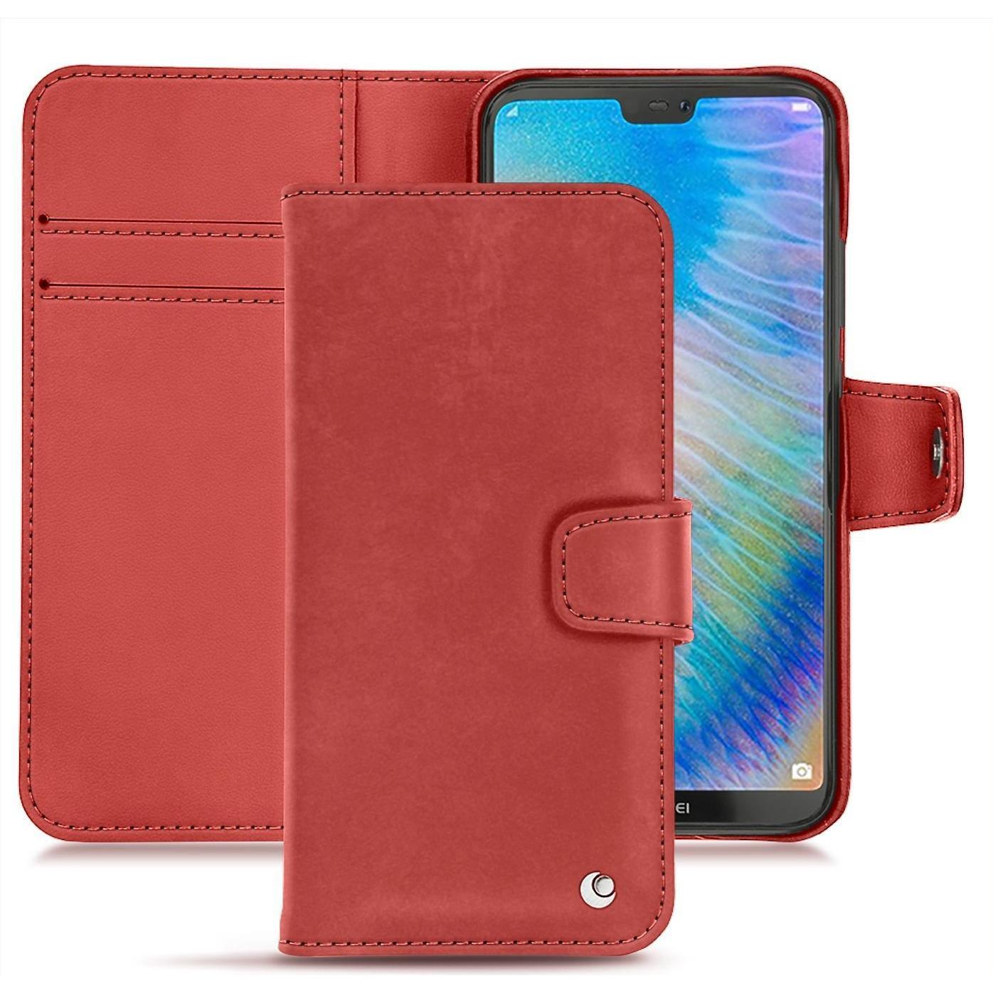 Noreve Lederschutzhülle Wallet (Huawei P20 Lite), Smartphone Hülle, Rot