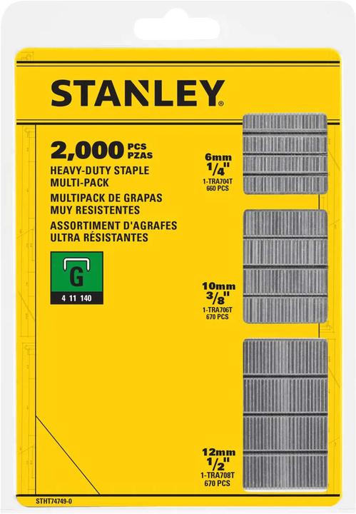 Stanley Klammern Mix 6, 10, 12 mm Typ G 2000 Stück