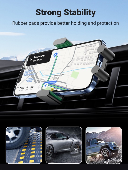 Actual product image Ugreen Car holder for ventilation grille with inductive charging CD256 (silver)