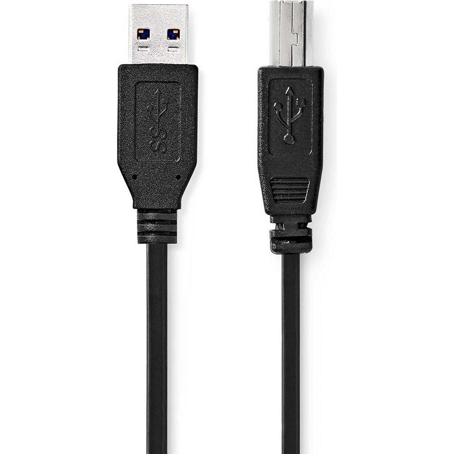 Nedis USB-Kabel USB 3.2 Gen 1 USB-A Stecker USB-B Stecker 5 Gbps Vernickelt 2.00 m Run (2 m, USB 3.2 Gen 1), USB Kabel