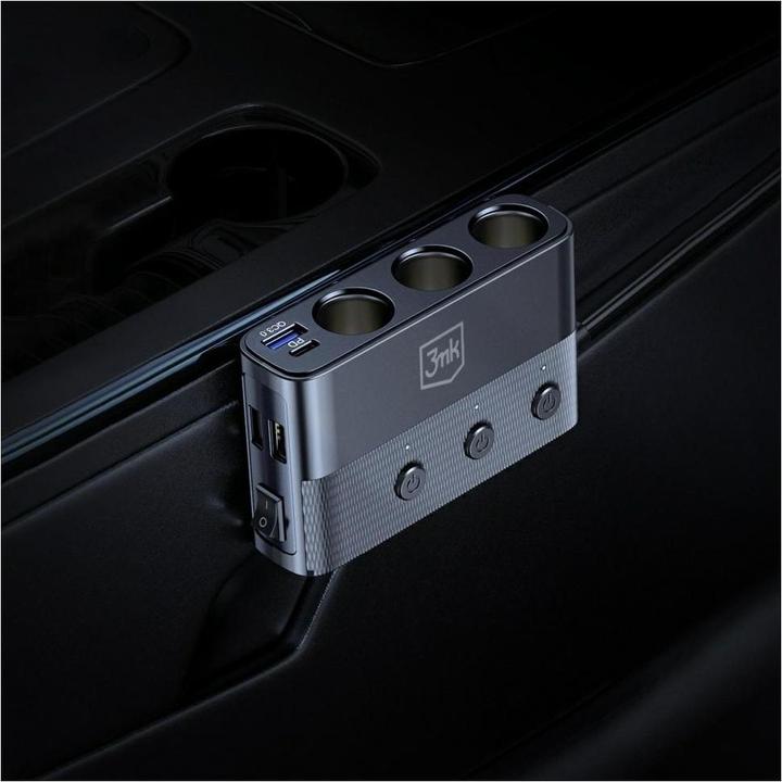 Image du produit 3MK Rozdzielacz Car Power Splitter 120W PD QC PPS 3xUSB-A 1xUSB-C 3xDC czarny
