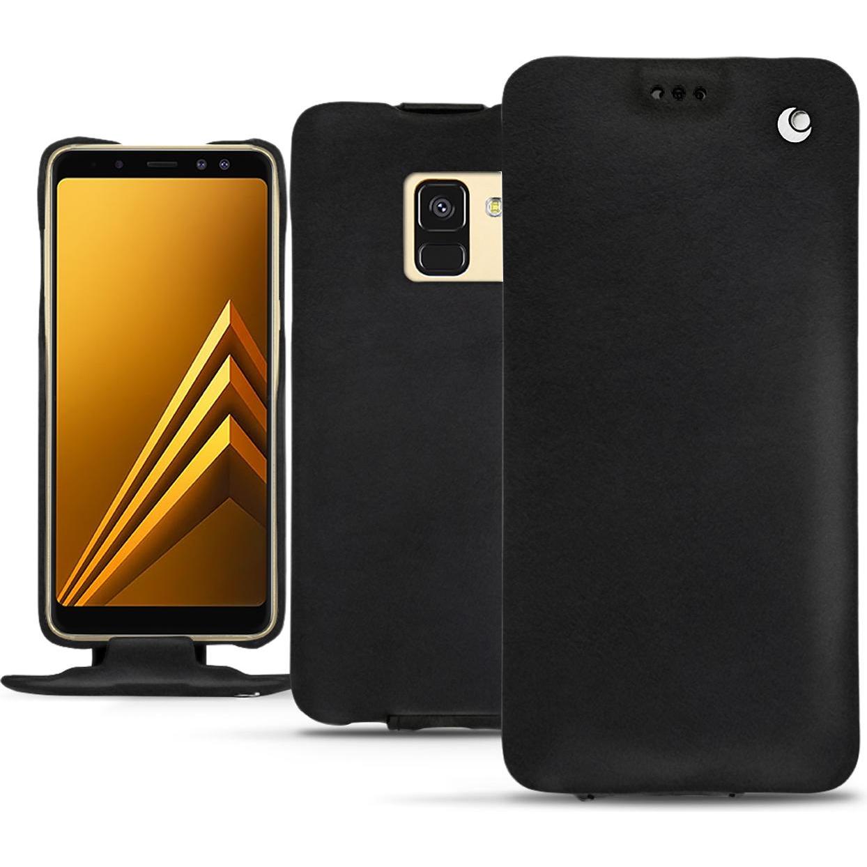 Noreve Lederschutzhülle vertikal (Samsung Galaxy A8+), Smartphone Hülle, Schwarz