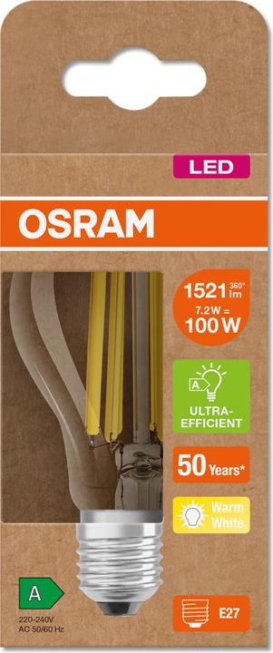 Produktbild Osram Led Filament Classic A (E27, 7.20 W, 1521 lm, 1 x, A)