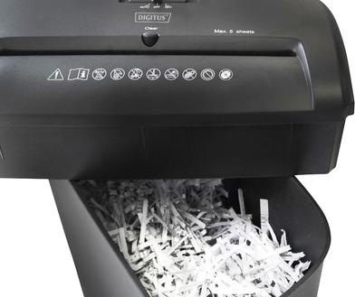 Actual product image Assmann Digitus X5 shredder, Cross shredding, 22 cm, 4 x 40 mm, 10 L, 74 dB, 2500 mm/min