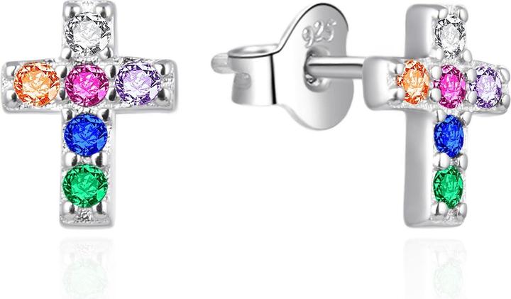 Immagine prodotto Agato - Silver earrings Cross with colored zircons AGT-E169PC (Argento)