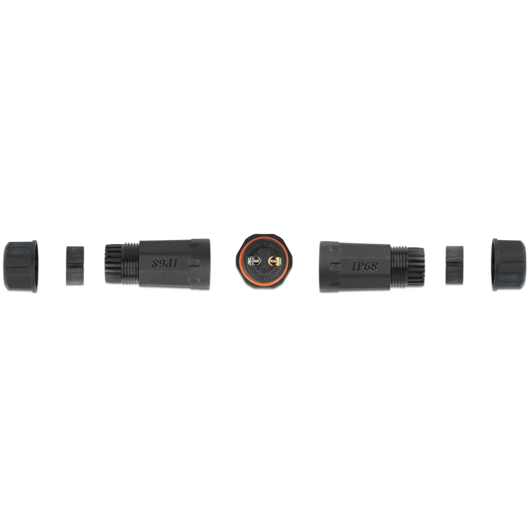 Thumbnail - Delock, Kabelverbindung, Kabelverbinder für Aussenbereich 2 Pin, IP68 wasserdicht, schraubbar, Kabeldurchmesser 4,5