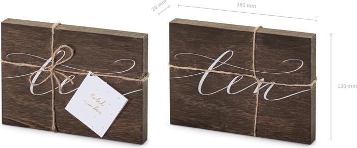 Actual product image Partydeco Wooden table number, "Ten", 2x18x12.5 cm (1 pkt / 1 pc.) (1 Piece)
