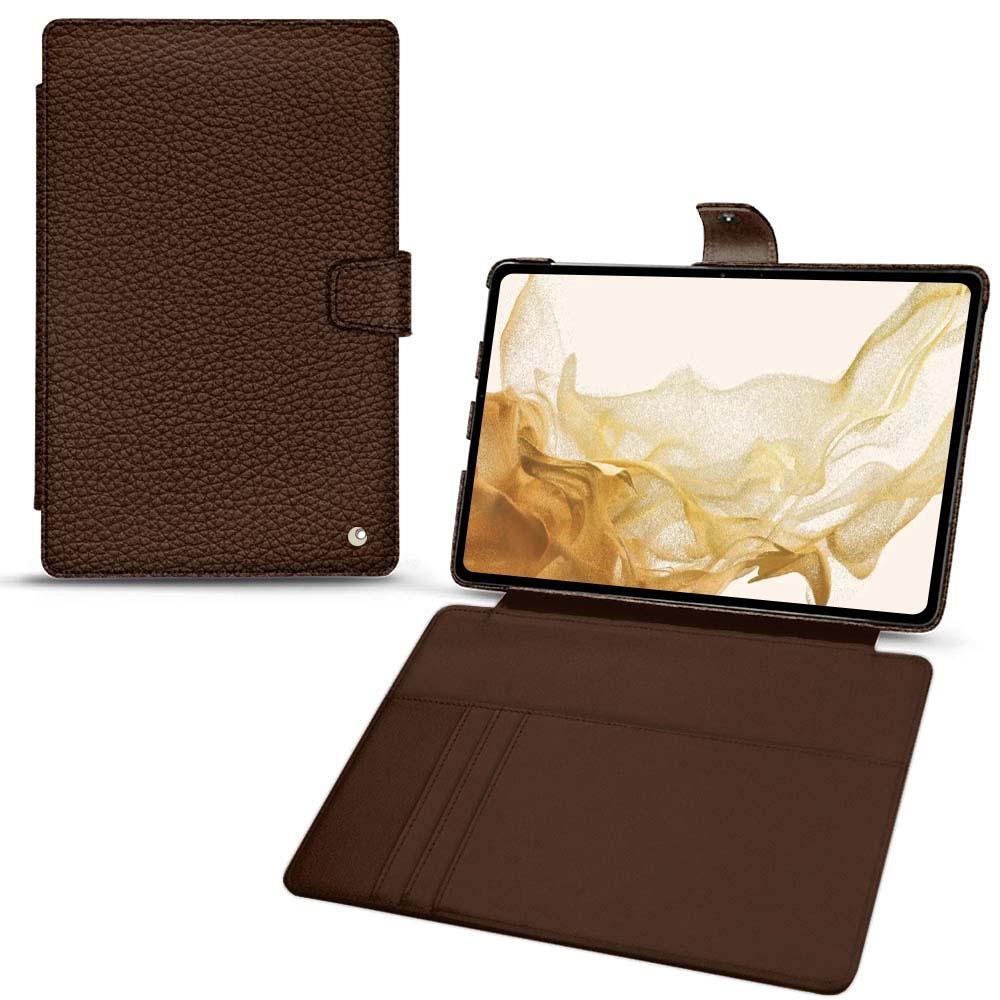 Noreve Lederschutzhülle Wallet (Galaxy Tab S8), Tablet Hülle, Braun