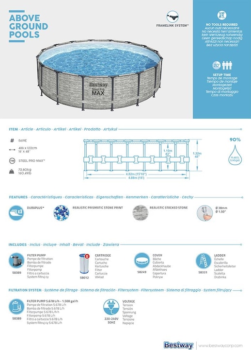 Image du produit Bestway Steel Pro Max Pool Set (Ø 488 x 122 cm)