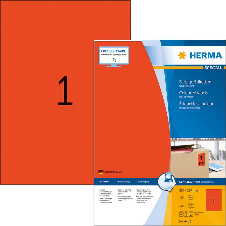 Actual product image HERMA Coloured labels A4