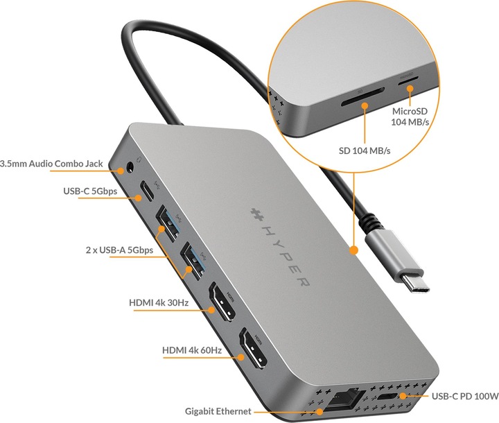 Productafbeelding Hyper HyperDrive Dual (USB-C, 10 Havens)