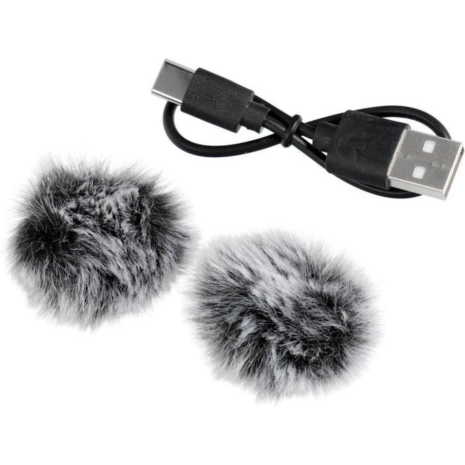 OEM Mikrofon krawatowy bezprzewodowy Lightning podwójny z długim włosiem (2 w zestawie) K1 czarny, Microfono