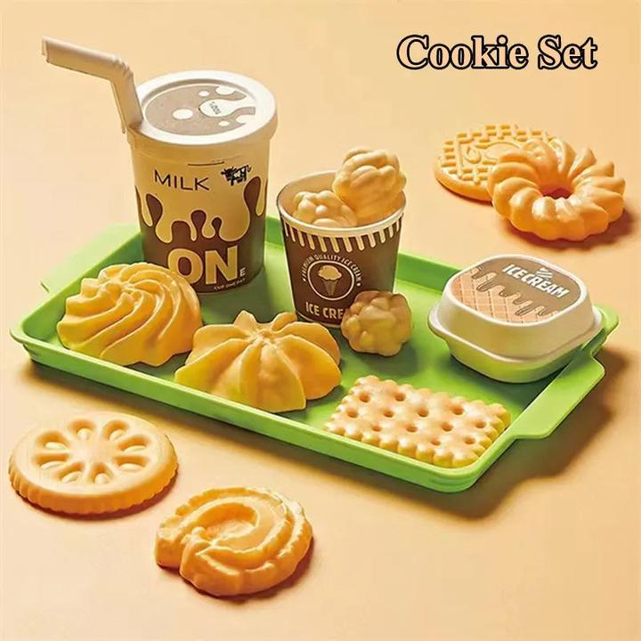 Activity Board Kids Mini Kitchen Toy Pretends Play Simulated Food Hamburger Cookie Miniature Accessories for