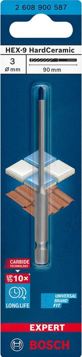 Image du produit Bosch Professional Zubehör Foret Expert HEX-9 HardCeramic, 3 x 90 mm (3 mm)