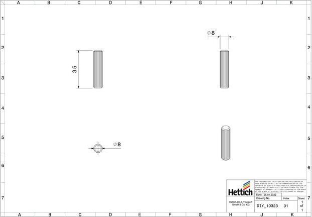 Produktbild Hettich Holzdübel 8 x 35 mm
