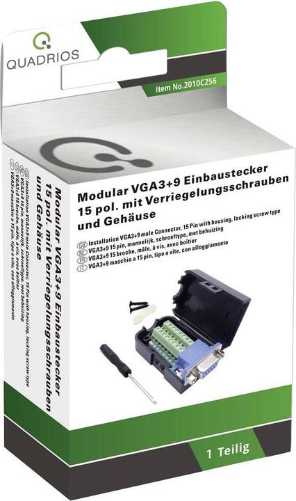 Immagine prodotto Quadrios 2010C256 Connettore VGA maschio, diritto Numero di poli (num): 15 Nero