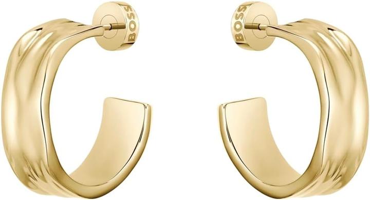 Immagine prodotto BOSS Orecchini con linee increspate e texture organica (Acciaio inossidabile, Giallo oro)