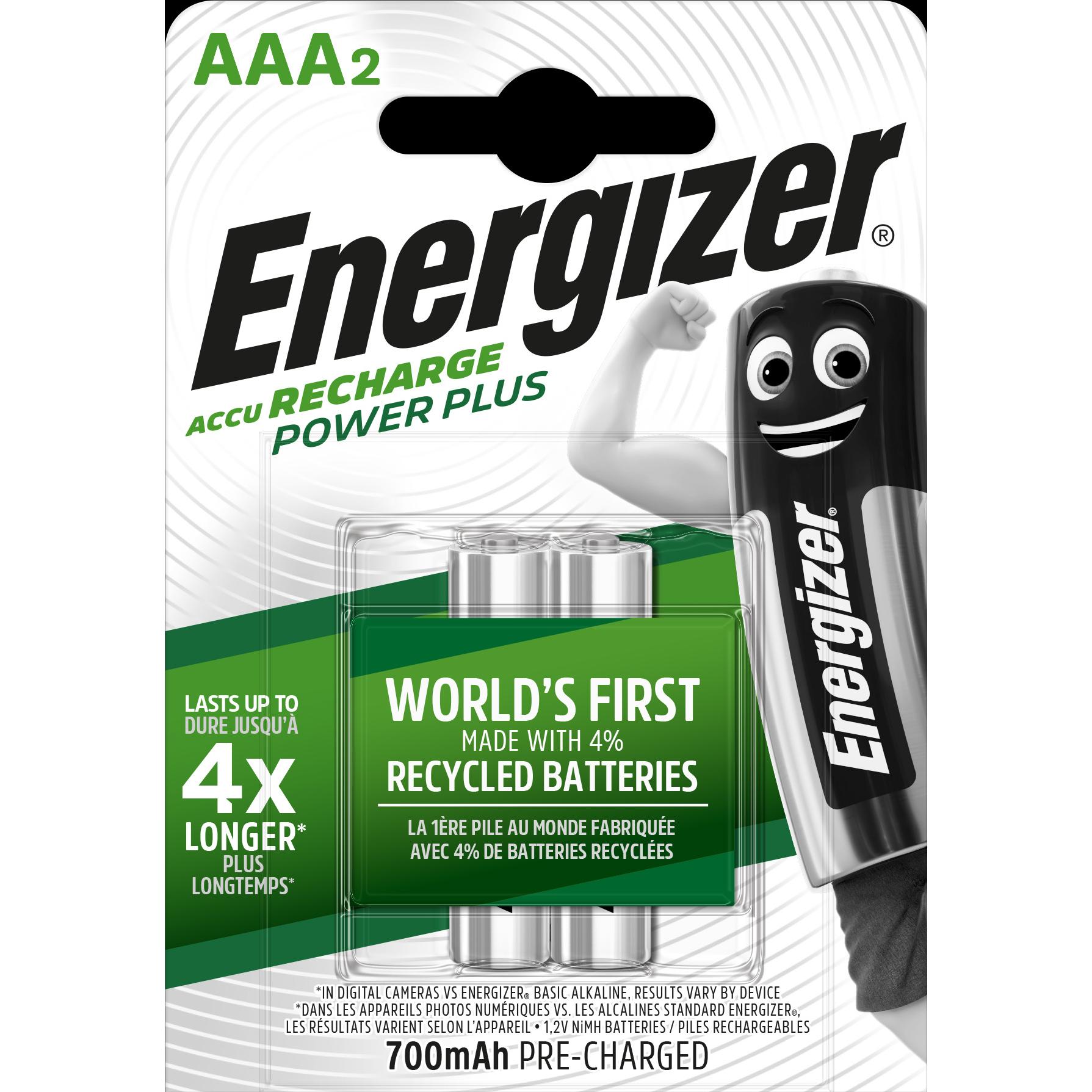 Energizer Recharge Power Plus (2 Stk., AAA, 700 mAh), Batterien + Akkus