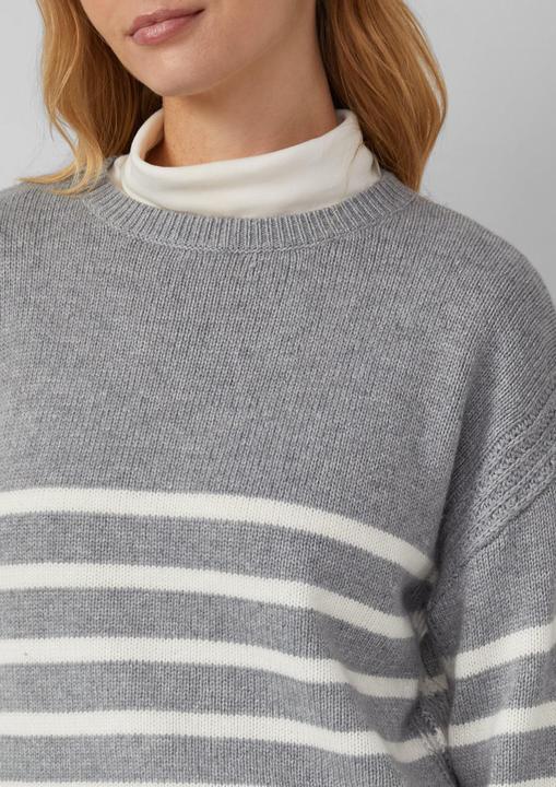 Produktbild s.Oliver Strickpullover Gestreifter Strickpullover aus Wollmix mit Ripp-Details (44)