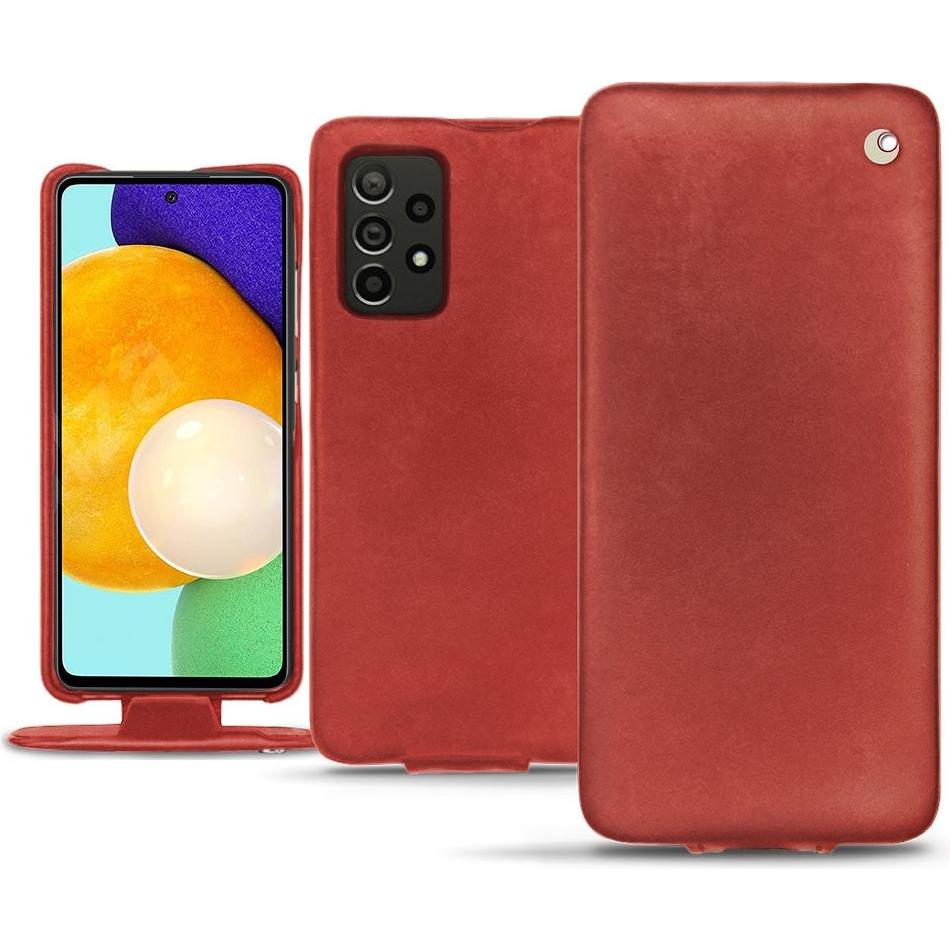 Noreve Lederschutzhülle vertikal (Samsung Galaxy A52), Smartphone Hülle, Rot