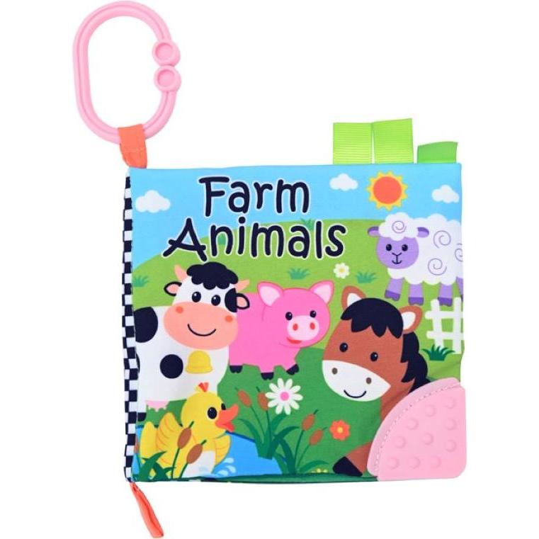 Thumbnail - Lorelli, Kinderwagenspielzeug, Stoffbuch Tiere Beissring