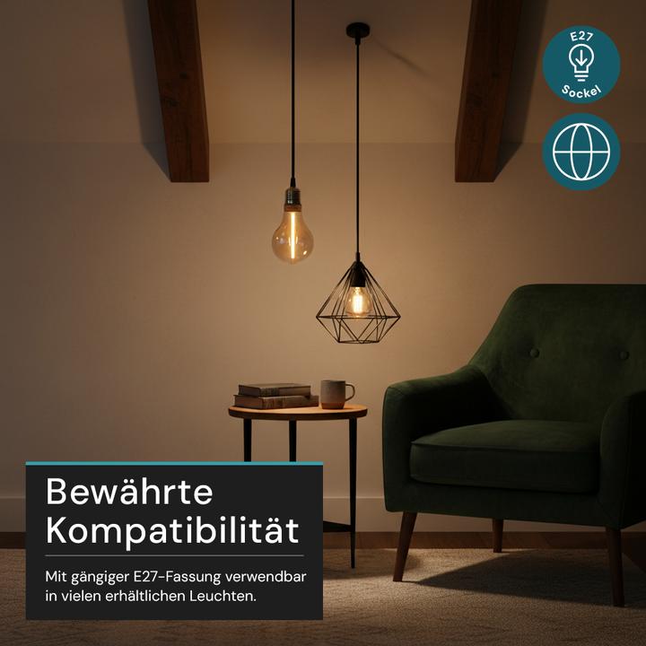 Produktbild Luxula LED-Filament-Lampe, Line Amber, E27, 2W, 65lm, 1800K (E27, 60 lm, 1x)