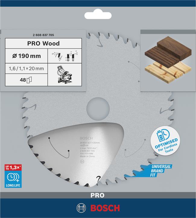 Productafbeelding Bosch Professional Zubehör Cirkelzaagblad Standaard voor hout, 190x1,6/1,1x20,48 tanden