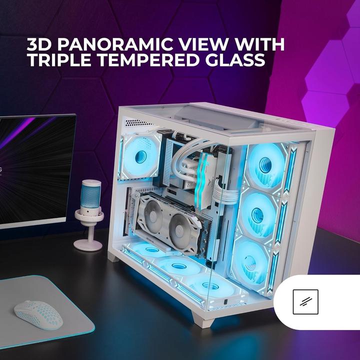 Actual product image Mars Gaming Boitier Moyen Tour Atx Mc-3c RGB Avec Panneaux Vitrés (Blanc) (ATX, mATX, Mini-ITX)