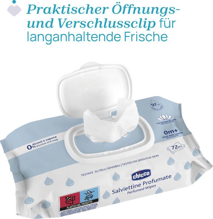 Actual product image Chicco Cleaning wipes, with flip cover, 72 pcs - 0m+ (72 Piece)