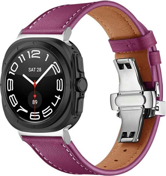 Image du produit Cover-Discount Galaxy Watch Ultra (47mm) - Bracelet de remplacement en cuir avec boucle papillon (Cuir)