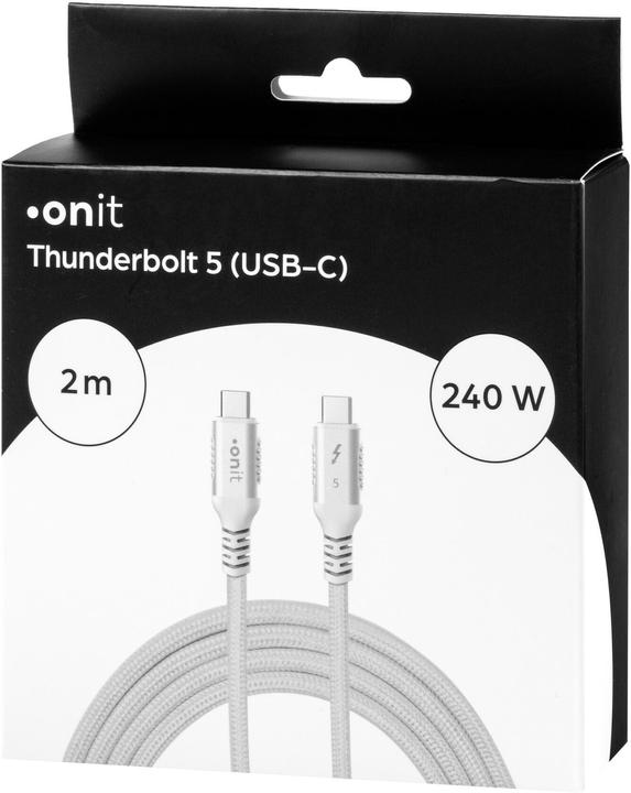 Produktbild Onit Thunderbolt-5-Kabel USB C - USB C 2 m, Weiss (2 m, USB 4.0, 240 W)