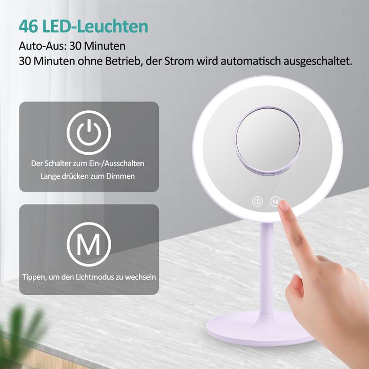 Produktbild Emke Kosmetikspiegel mit Beleuchtung, 1/3-facher Vergrößerung, 90° schwenkbar, Touch-Schalter und Memory-