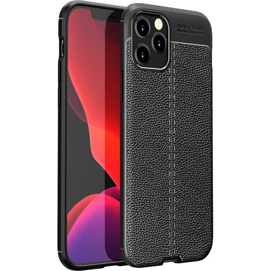 Thumbnail - Screenguard Apple iPhone 12 Hülle Leather Design TPU Cover (Apple iPhone 12), Smartphone Hülle, Schwarz