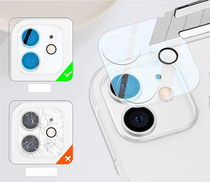 Actual product image Apfelkiste iPhone 12 Mini/11 Kamera Protector Panzer Glas (2er Set), Transparent (2 pcs., Apple iPhone 11, Apple iPhone 12 mini)