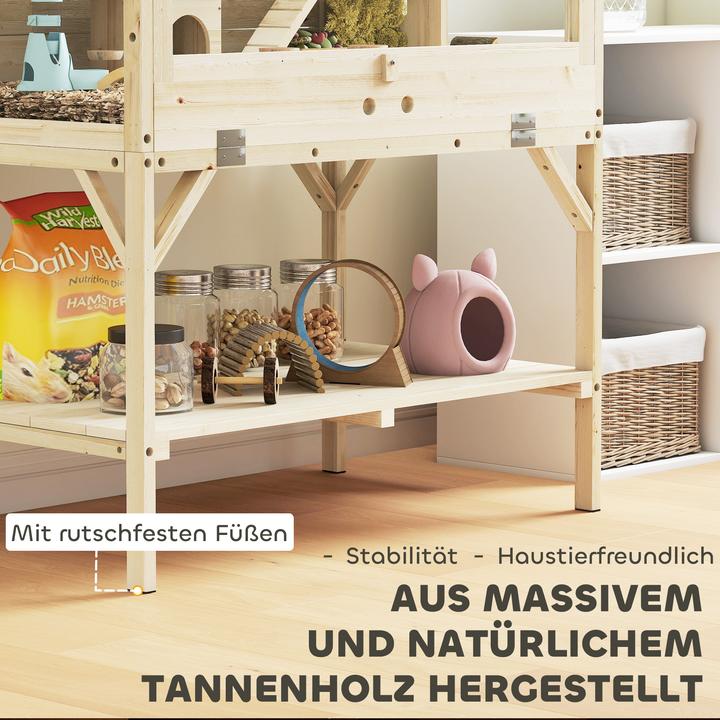 Image du produit PawHut Hamsterkäfig Tannenholz, Kunststoff Naturholz