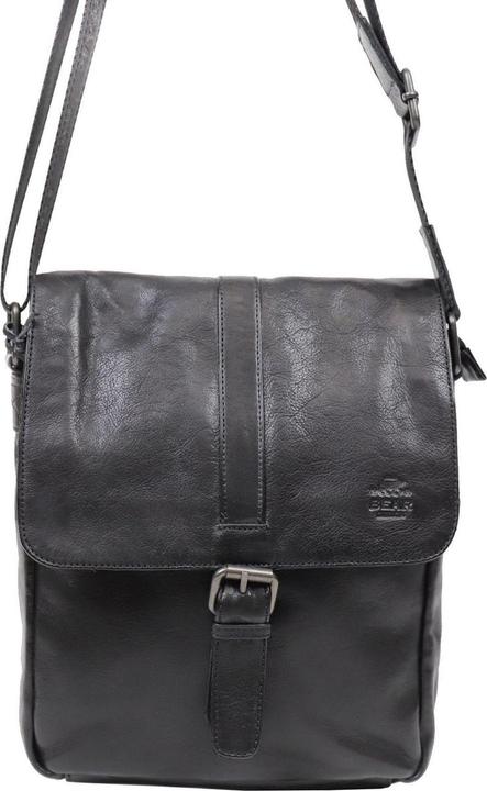Bear Rock Bären Design Baggio Leder Umhängetasche - schwarz