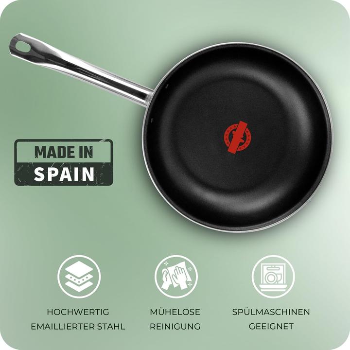 Produktbild Novaliv Energiesparpfanne 28 cm Einsparung bis zu 40% - Emaillierter Stahl, Antihaft Beschichtung in (24 cm, Bratpfanne)