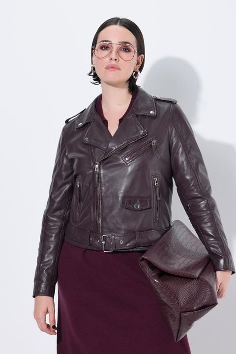 Actual product image Ulla Popken Biker Style Leather Jacket (46)