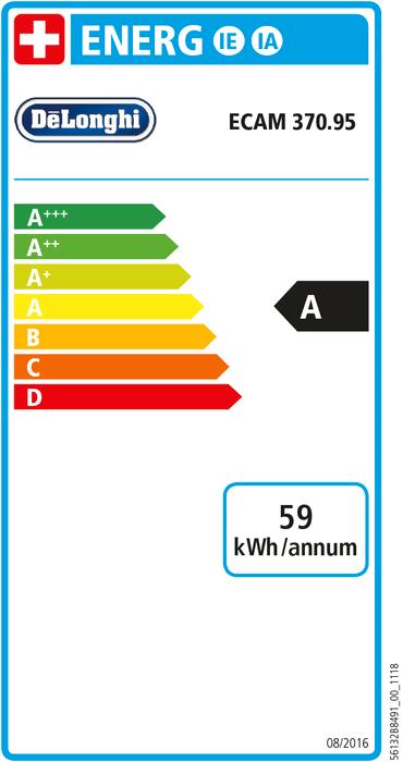Energie-Label De'Longhi Dinamica Plus ECAM 370.95.S