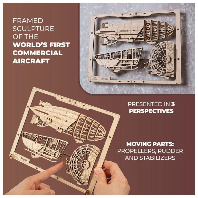 Actual product image Ugears 70208 Zeppelin 2.5D Puzzle