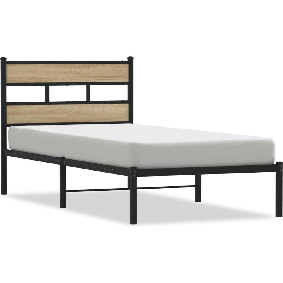 VidaXL, Bett, Bett ohne Matratze Sonoma-Eiche (90 x 200 cm)
