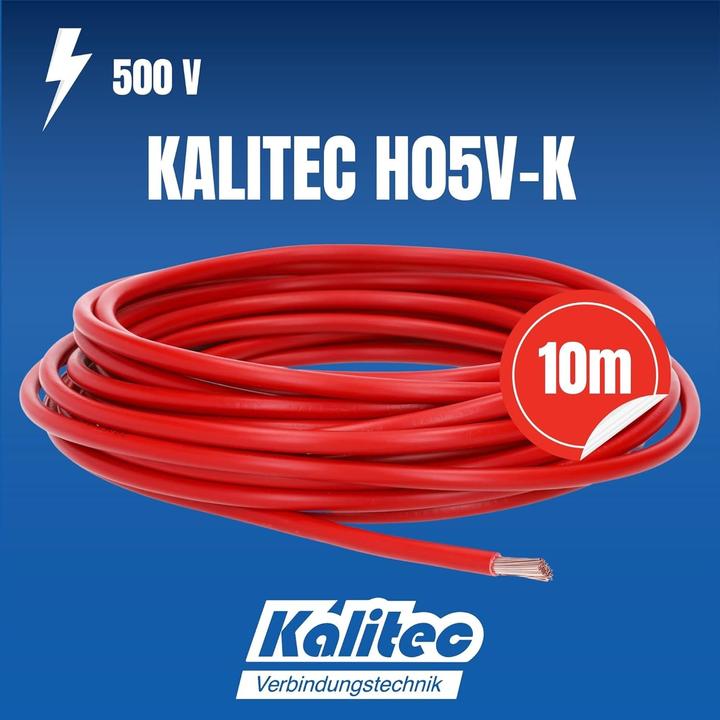 Produktbild Kalitec 10 Meter H05V-K 0,5 mm² rotI Kabel 0,5mm2 als Verdrahtungsleitung I flexible Aderleitung PVC (10 m)