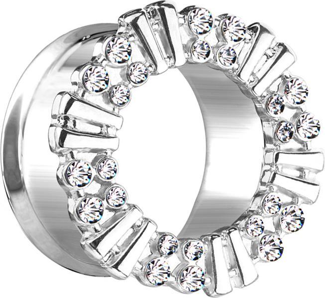 Actual product image Star Piercing Flared tunnel front edge decorated with crystal (Titanium, without brass)
