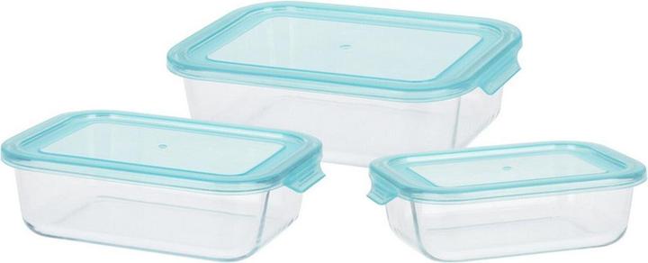 Fs-Star Vorratsschale Glas mit Deckel türkis 3er SET (0.63 l)