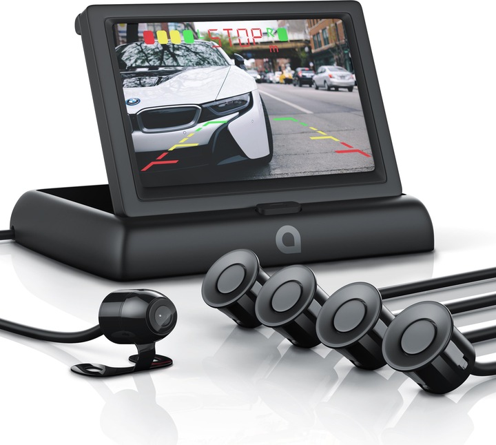 Image du produit Aplic Caméra de recul, aide au stationnement avec 4x capteurs de stationnement, caméra & écran 4,3" avec