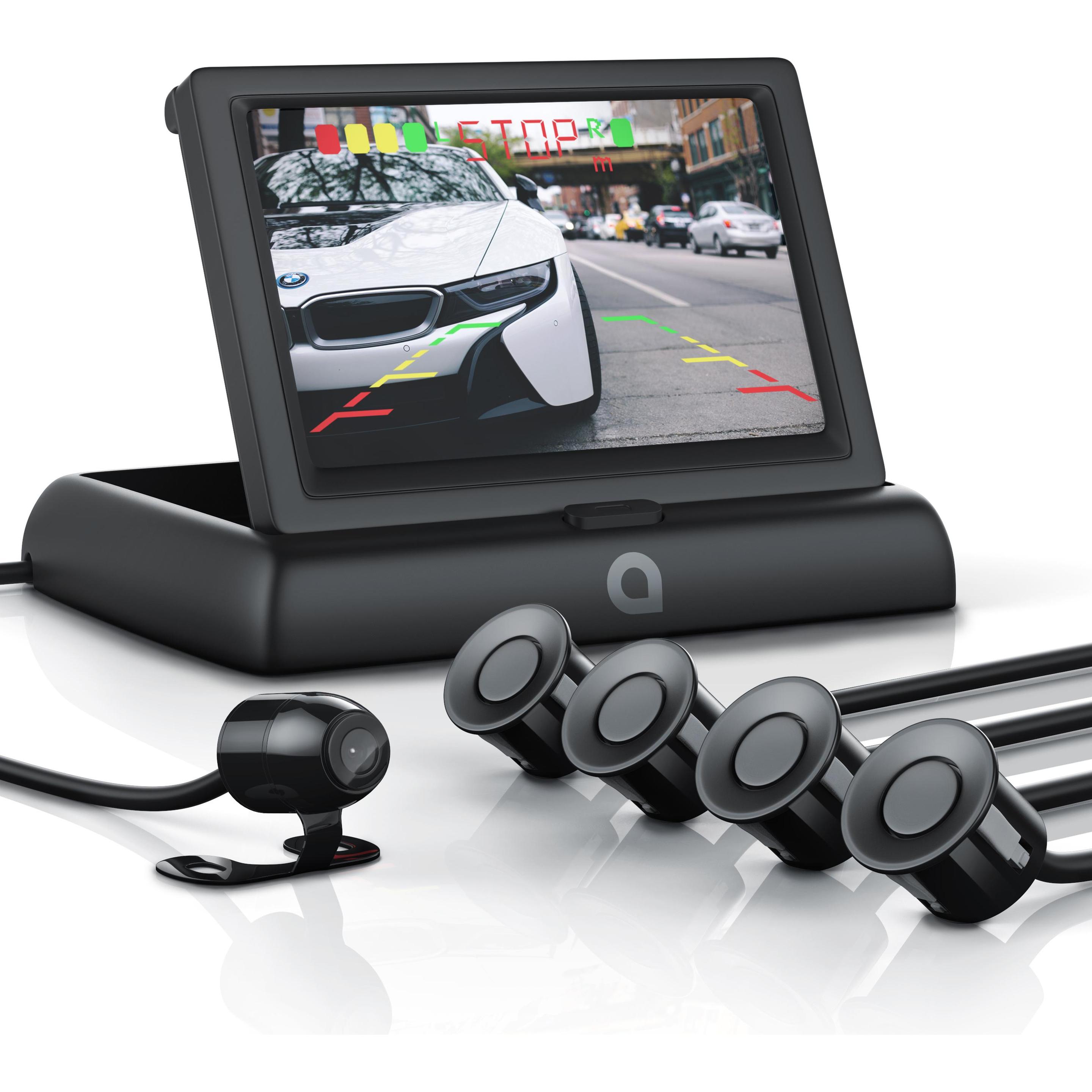 Aplic, Rückfahrkamera, Rückfahrkamera, Einparkhilfe mit 4x Parksensoren, Kamera & 4,3" Monitor mit Nachtsicht